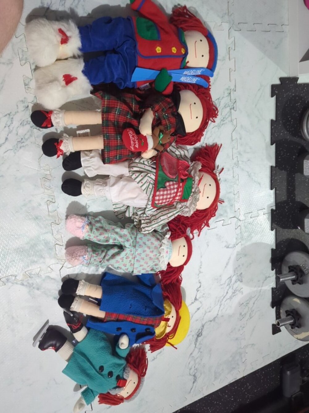 Lot Of Vintage Madeline Plush Stuffed Rag Dolls & Clothes Eden